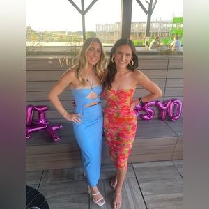 Zara pink floral midi dress